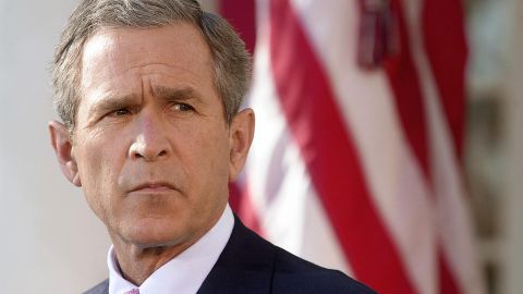 US President George W. Bush announces the freezing