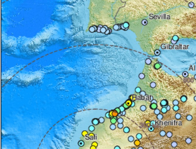 El epicentro del terremoto fue en las montañas de Atlas, a 43 millas al sur de Marrakech, en Marruecos.
