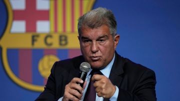 El presidente del FC Barcelona, Joan Laporta, durante la comparecencia por el caso Negreira.