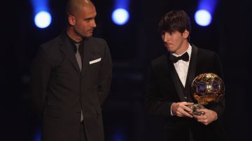 Pep Guardiola y Lionel Messi.