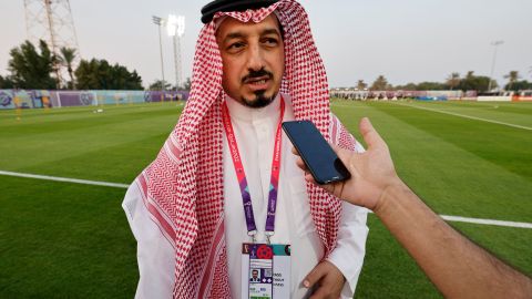 Yasser Al-Misehal durante un entrenamiento de Arabia Saudita.