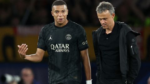 Kylian Mbappé y Luis Enrique.