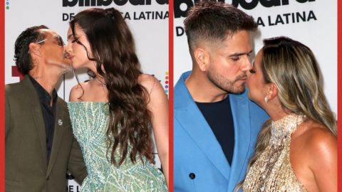 En la imagen aparecen las parejas que se mostraron enamorados y cariños en los Premios Billboard de la Música Latina.