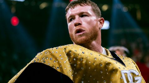 Saul 'Canelo' Alvarez en su llegada al cuadrilátero del T-Mobile Arena de Las Vegas, Nevada, EE. UU.