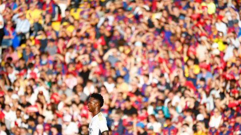 El delantero brasileño del Real Madrid Vinícius Júnior durante el partido ante el FC Barcelona.