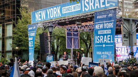 Concentración pro Israel frente a la sede de la ONU en Nueva York.