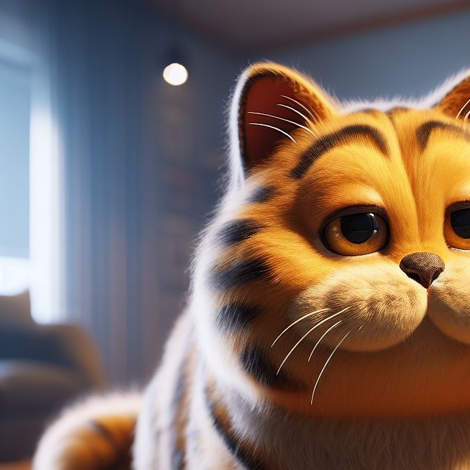 Una variación más caricaturizada de Garfield. (Imagen creada con Bing DALL-E3/Impremedia)
