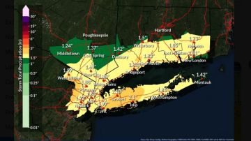 Pronóstico de acumulación de lluvia en Nueva York.