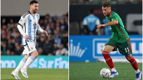 Lionel Messi y Santiago Giménez.