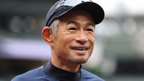 Ichiro Suzuki durante un homenaje de Seattle Mariners.