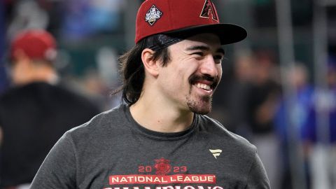 Corbin Carroll durante la celebración de la Serie de Campeonato de la Liga Nacional.