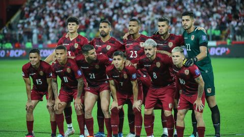 Selección de Venezuela en la previa del partido contra Perú.