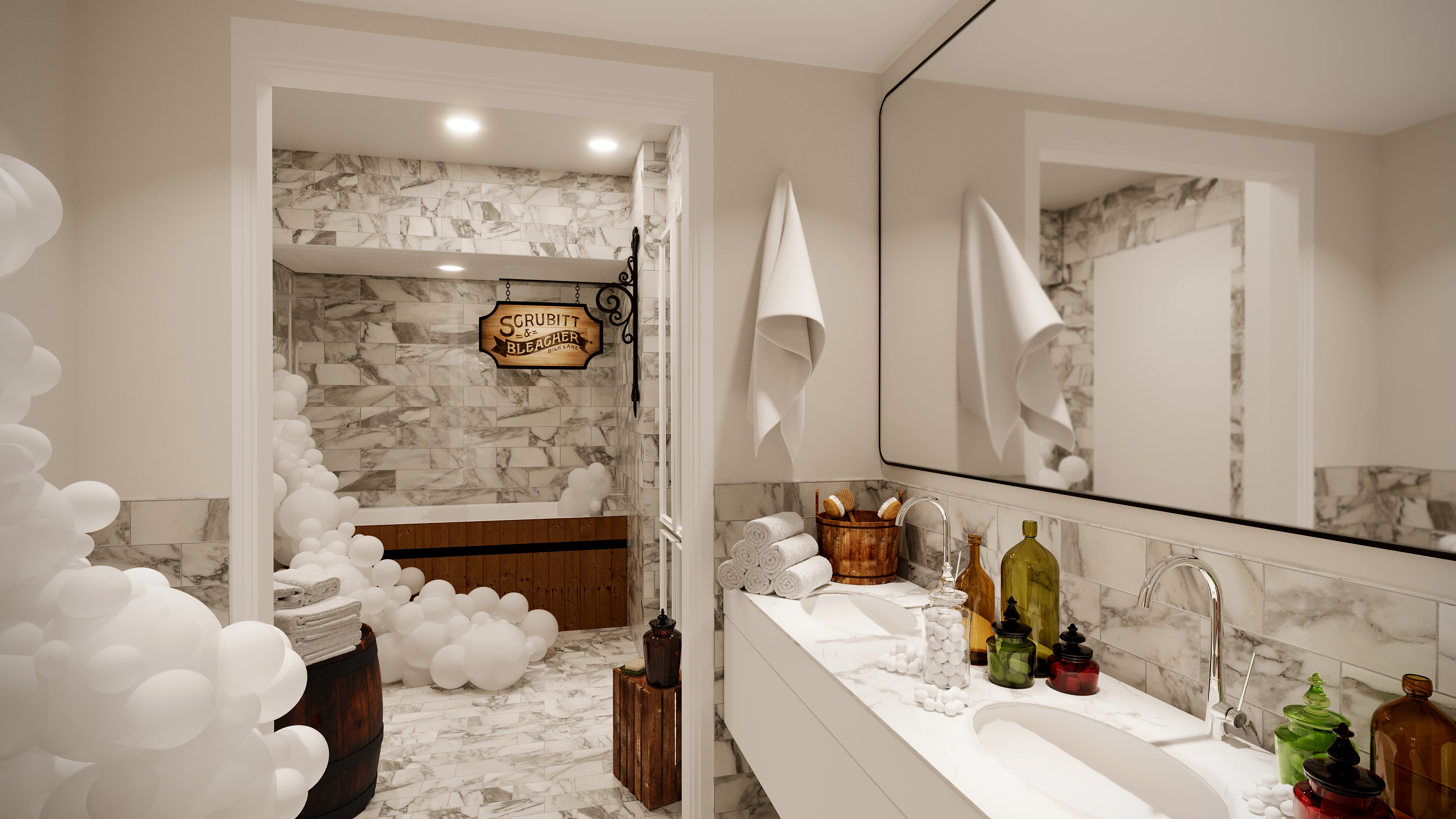 Los baños de ambas suites también están inspirados en 'Wonka'.