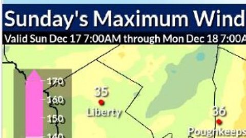 Previsión de vientos fuertes este domingo 17 de diciembre.