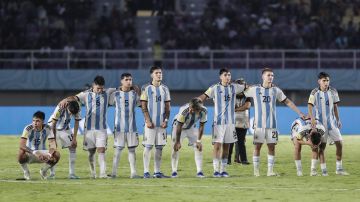 La selecciónsub-17 de Argentina en la tanda de penaltis ante Alemania.