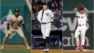 Juan Soto, Aaron Judge y Álex Verdugo, jardineros de los New York Yankees.