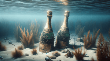 Ilustración de las botellas bajo el agua.