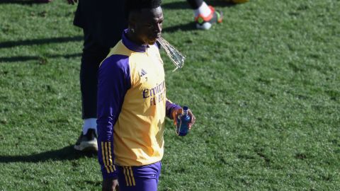 Vinícius Jr. en el entrenamiento de fin de año del Real Madrid.