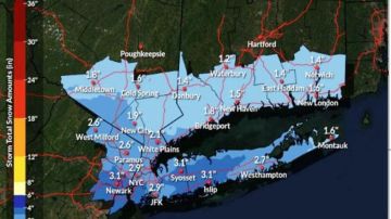 Pronóstico de nieve en Nueva York para el viernes 19 de enero 2024.
