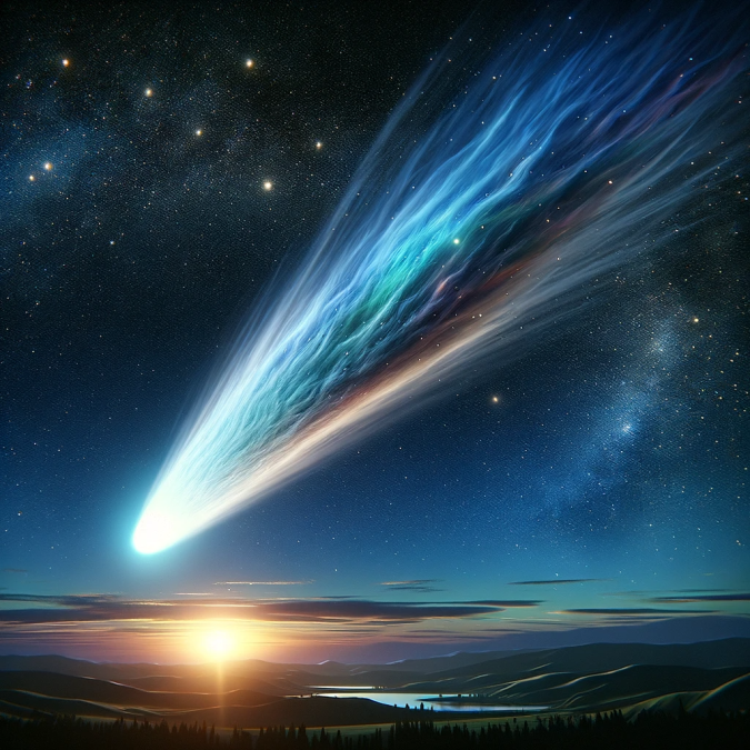 Un cometa cruzando el cielo. (Imagen creada con Dall-e por Impremedia)