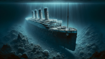 Imagen que representa el hundimiento del Titanic.