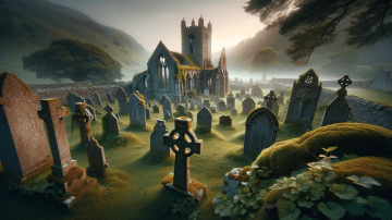 Representación del cementerio medieval recientemente encontrado en Gales.