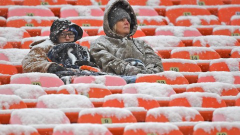 Arrowhead Stadium bajo la nieve.