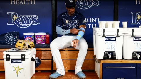 Wander Franco con el uniforme de los Rays.