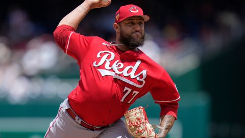 Daniel Duarte durante una labor frente a Washington Nationals.