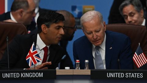 El primer ministro británico, Rishi Sunak, y el presidente estadounidense, Joe Biden.