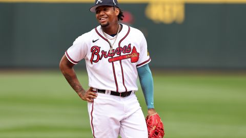 Ronald Acuña Jr. durante una práctica de Atlanta Braves.