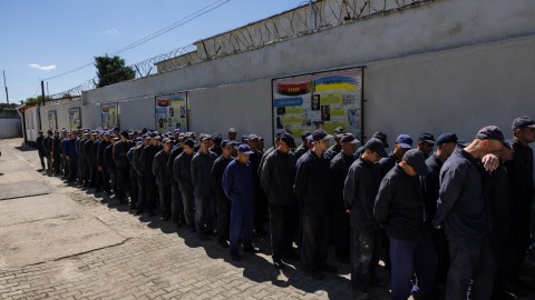 Prisioneros rusos en la región de Lviv, Ukrania.
