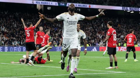 Antonio Rüdiger celebra el gol de la victoria del Real Madrid ante Mallorca.