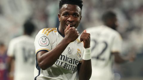 Vinícius Jr. celebra su segundo gol del encuentro ante el FC Barcelona por la Supercopa de España.