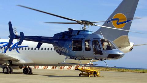 The new Bell407 takes to the air during
