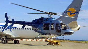 The new Bell407 takes to the air during