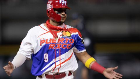 Vimael Machín, jugador puertorriqueño durante la Serie del Caribe 2021.