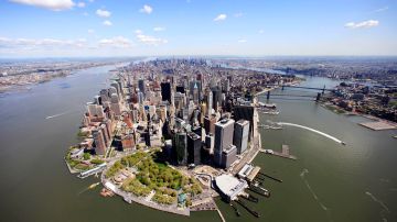 Fotografía aérea del bajo Manhattan, Nueva York.