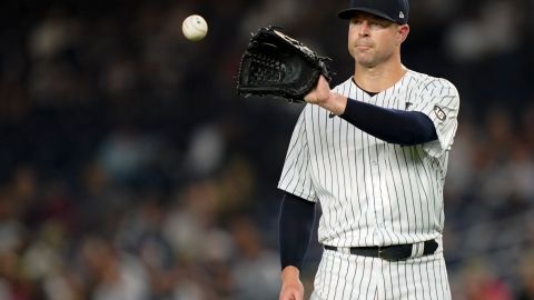 Corey Kluber durante un encuentro con New York Yankees ante su exequipo, Cleveland Guardians, en 2021.