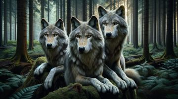 tres lobos grises