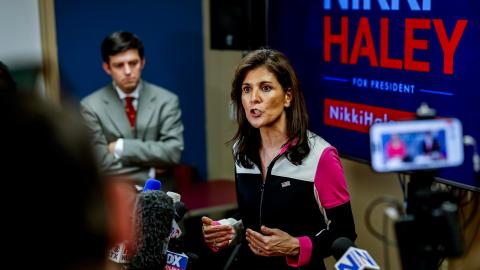 Republican US presidential candidate Nikki Haley campaigns in Columbia, South Carolina