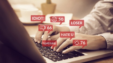 Cyber,Bullying,Concept.,People,Using,Notebook,Computer,Laptop,For,Social