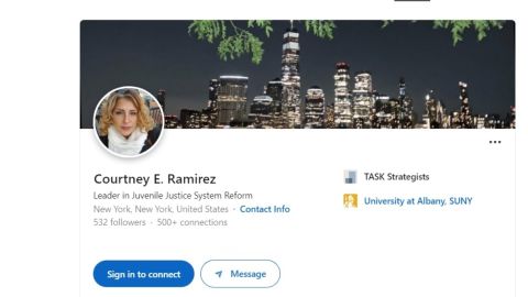 Perfil de Courtney E. Ramírez en LinkedIn.