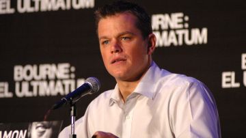 Matt Damon participando en una rueda de prensa.