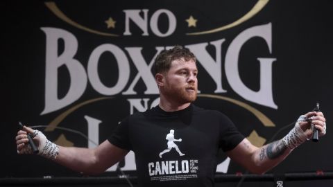 Canelo Álvarez durante un entrenamiento para su próxima pelea.