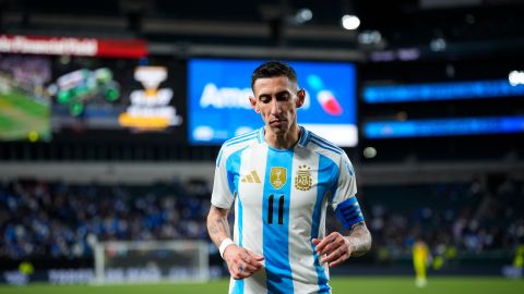 Angel Di Maria durante el amistoso entre Argentina y El Salvador.