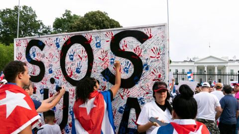 Protesta de cubanos en Washington en 2021.