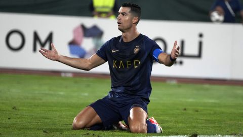 Cristiano Ronaldo durante el triunfo 3-2 ante Al-Shabab en la Liga de Arabia Saudita.