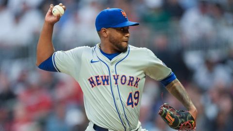 Julio Teherán en su única presentación con el uniforme de New York Mets.