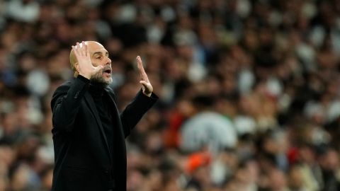 Pep Guardiola durante el partido entre el Real Madrid y el Manchester City.